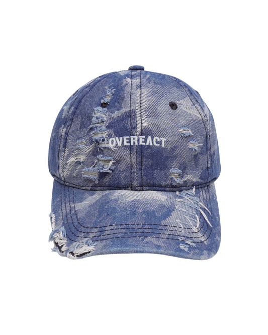 Distressed Dark Blue Camo Cap