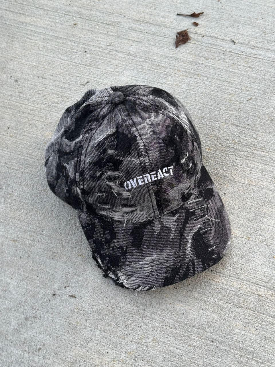Distressed Black Camo Cap