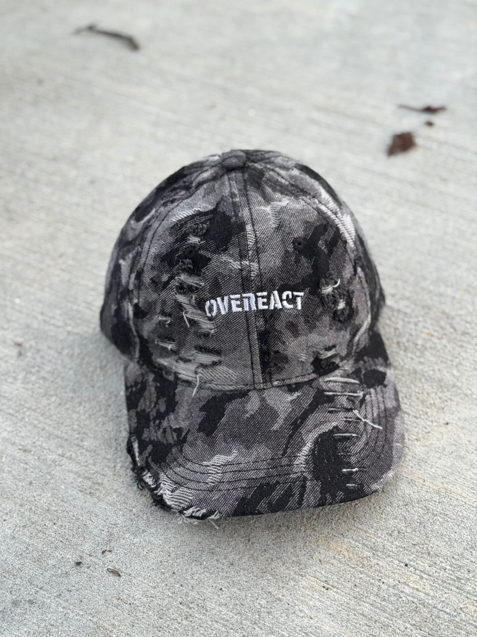 Distressed Black Camo Cap