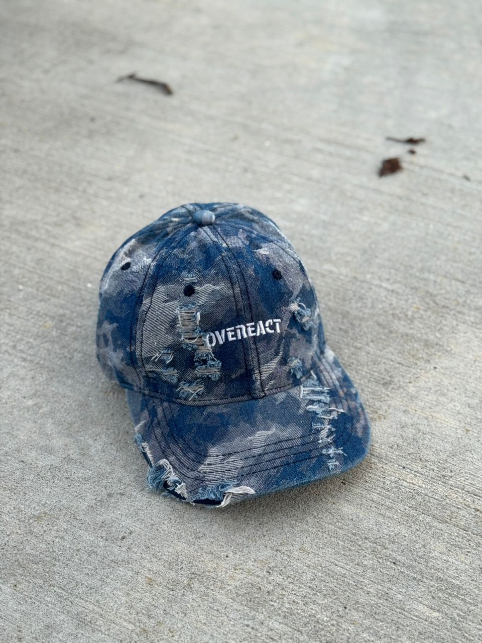 Distressed Dark Blue Camo Cap