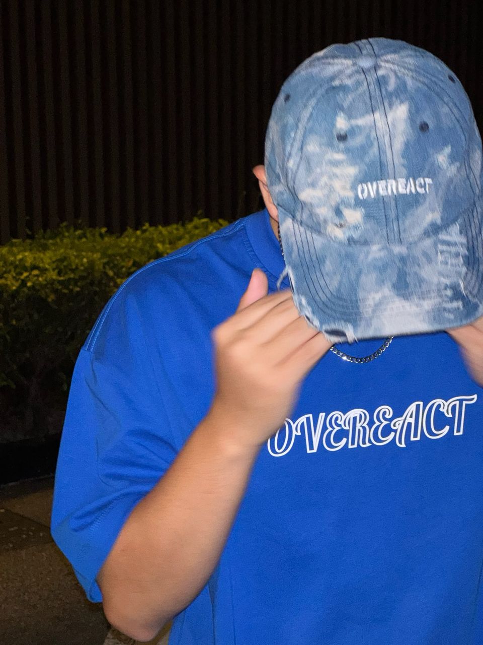 Distressed Dark Blue Camo Cap