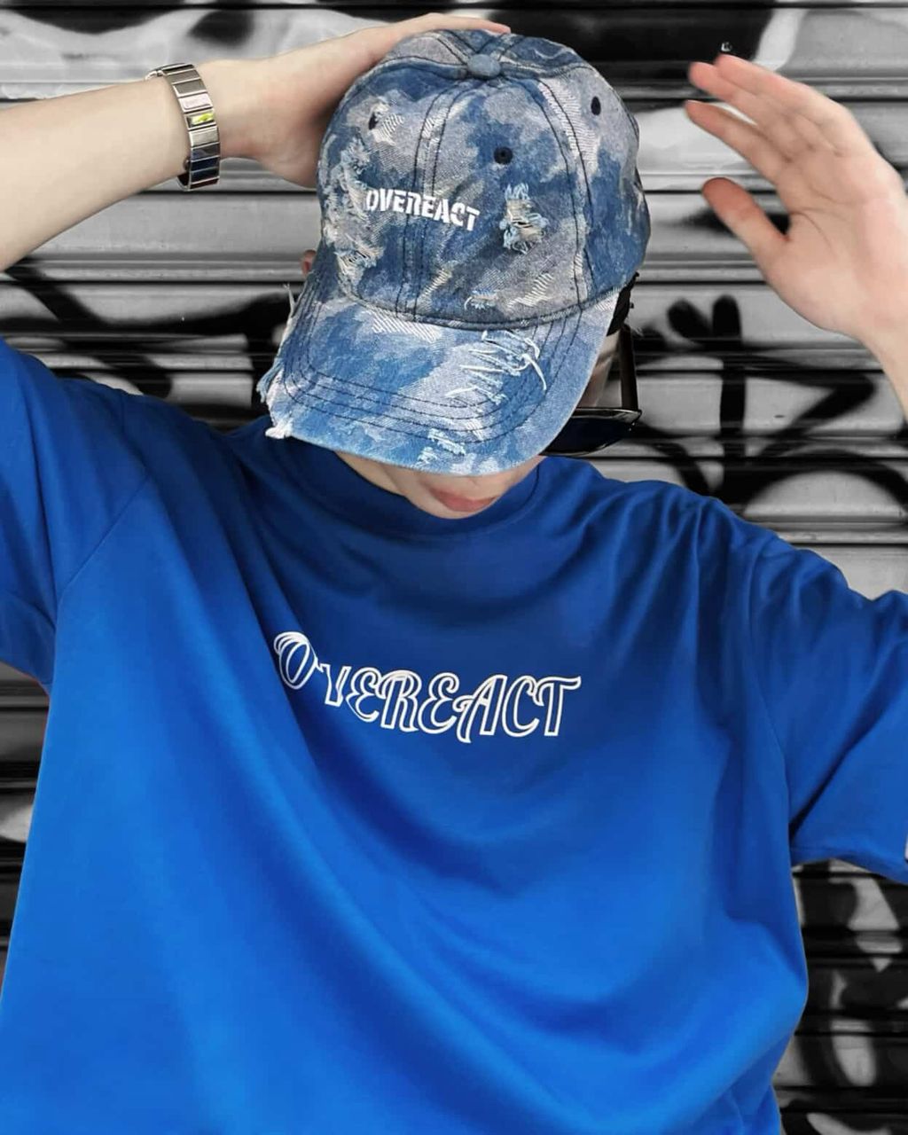 Distressed Dark Blue Camo Cap