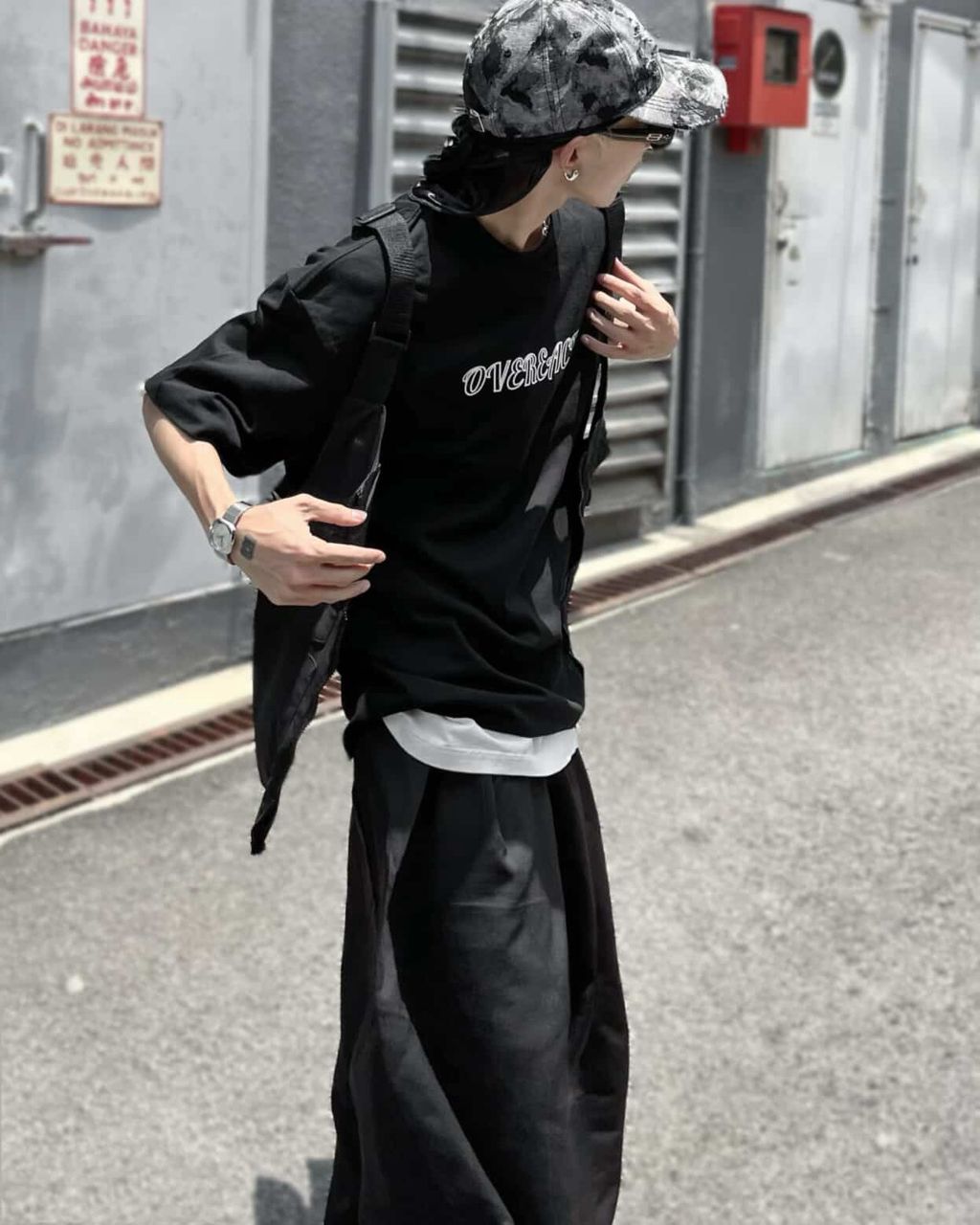 Distressed Black Camo Cap