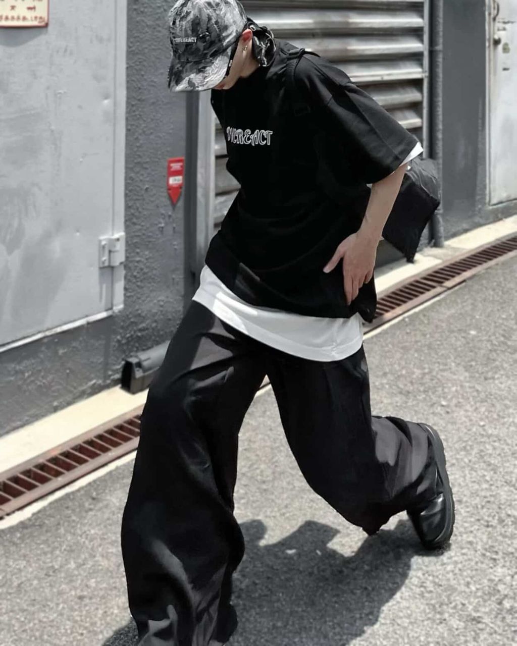 Distressed Black Camo Cap