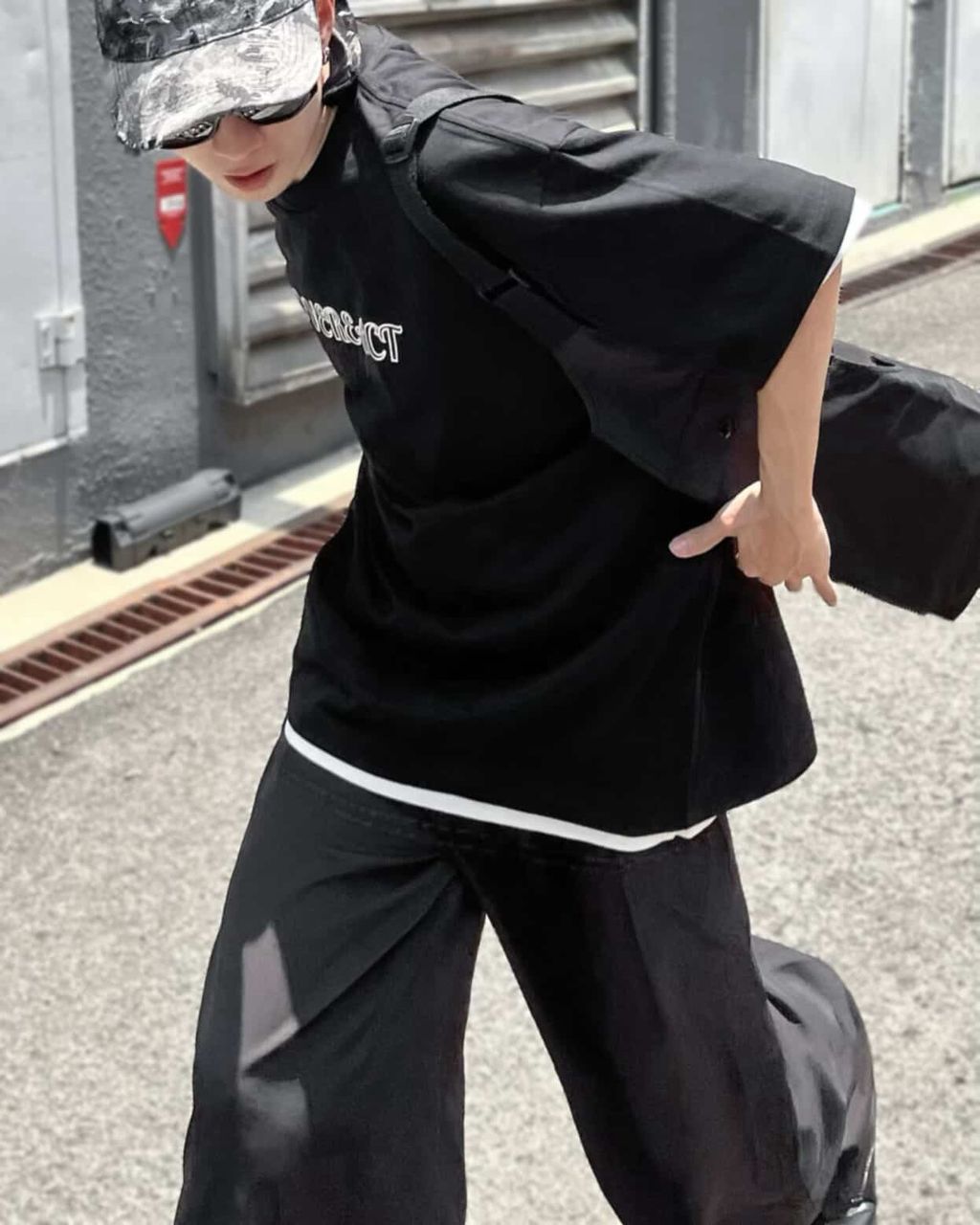 Distressed Black Camo Cap