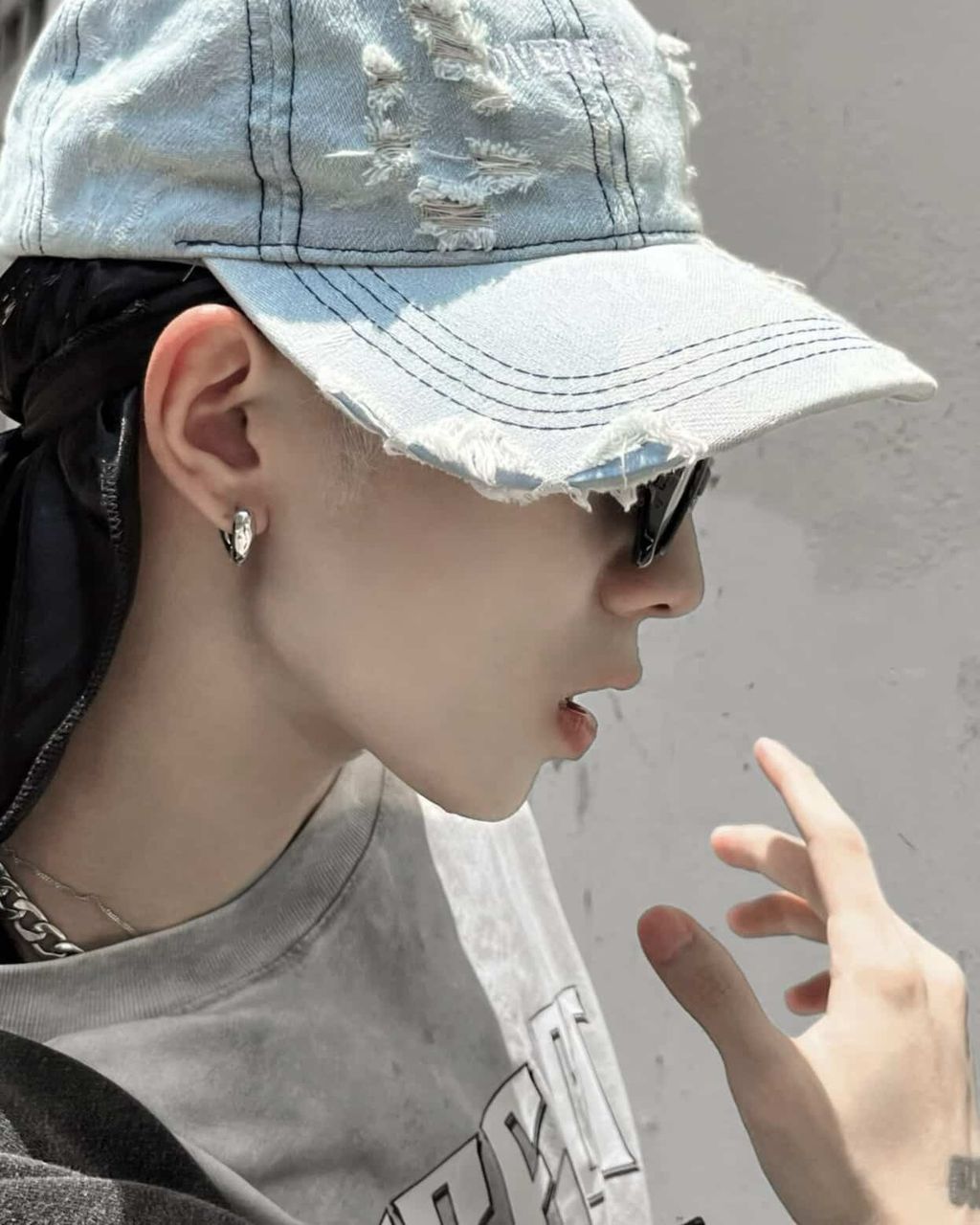 Distressed Light Blue Camo Cap